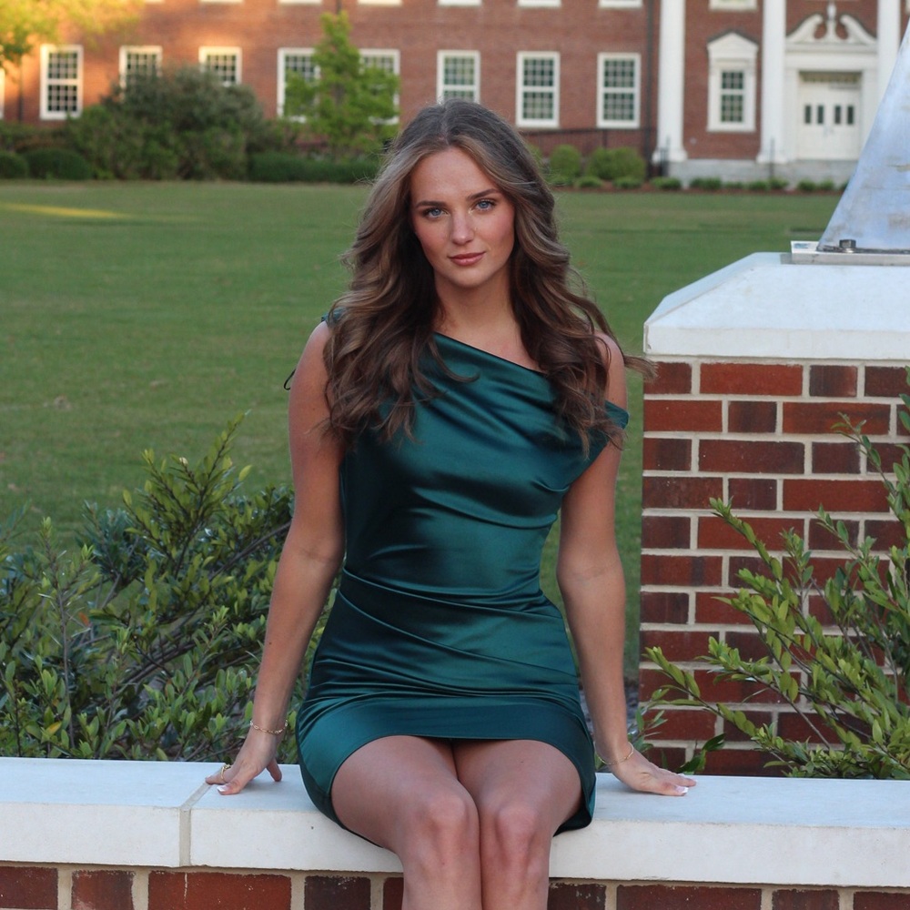 Elegant teal Satin Dress